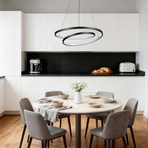 Brilagi-LED Lustru dimabil suspendat pe cablu TWISTER, LED/48W/230V, Ø 50 cm, negru + telecomandă