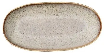 Platou lucrat manual din ceramica gri 23,5x12,5 cm Sandrine Bloomingville