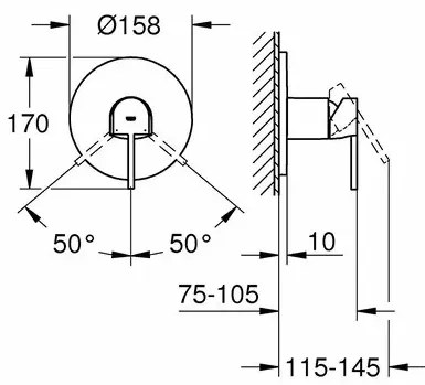 Baterie dus Grohe Plus incastrata