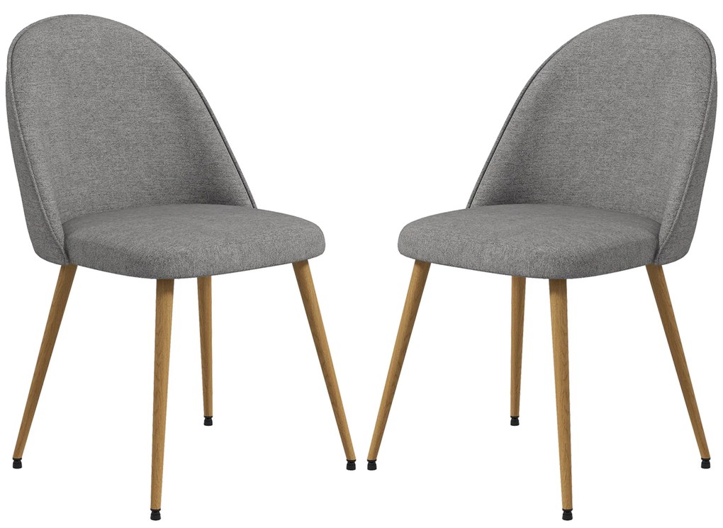 HOMCOM Pachet de 2 Scaune de Sufragerie Scaune de Bucătărie Tapitate cu Material Textil de In și Picioare din Oțel Capacitate 120 kg 50x52x83 cm Gri | Aosom Romania