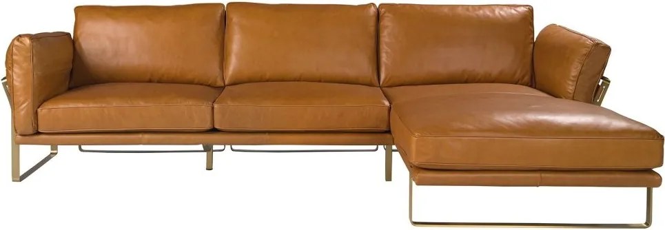 Coltar LUX design italian cu sezlong dreapta Cowhide camel