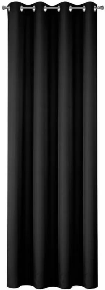 Perdele negre simple atârnate pe inele Lungime: 250 cm