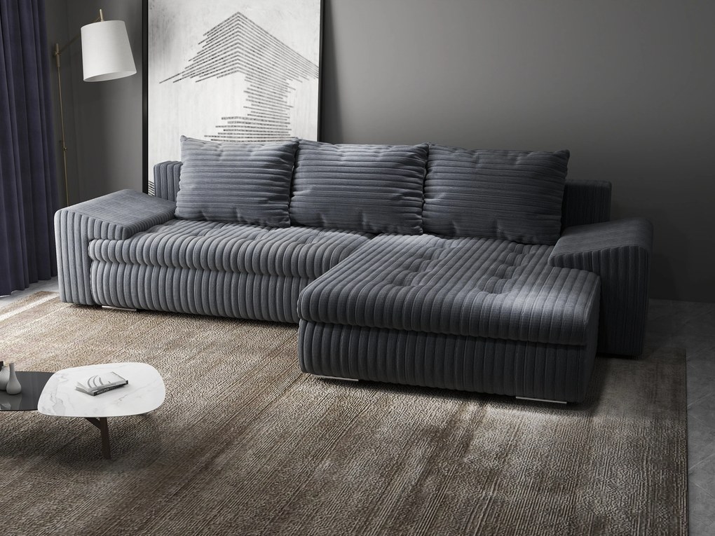 Colțar extensibil dumonde cu ladă de depozitare si sezut confortabil din spuma high-density, Leonardo Ambience Gri 260x185 cm II