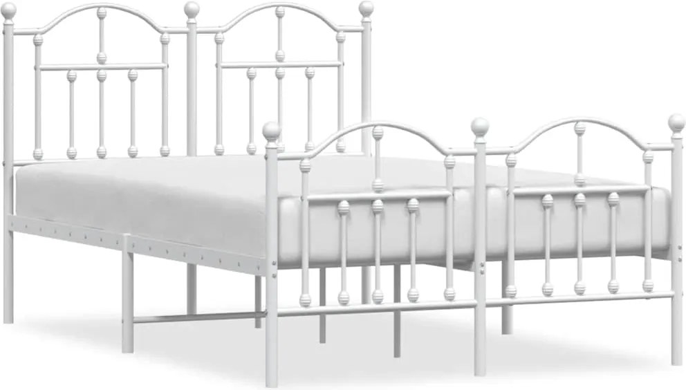 vidaXL Cadru de pat metalic cu tăblie, alb, 120x200 cm