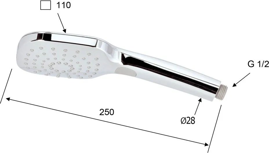 Cap de duș argintiu lucios din plastic – Sapho