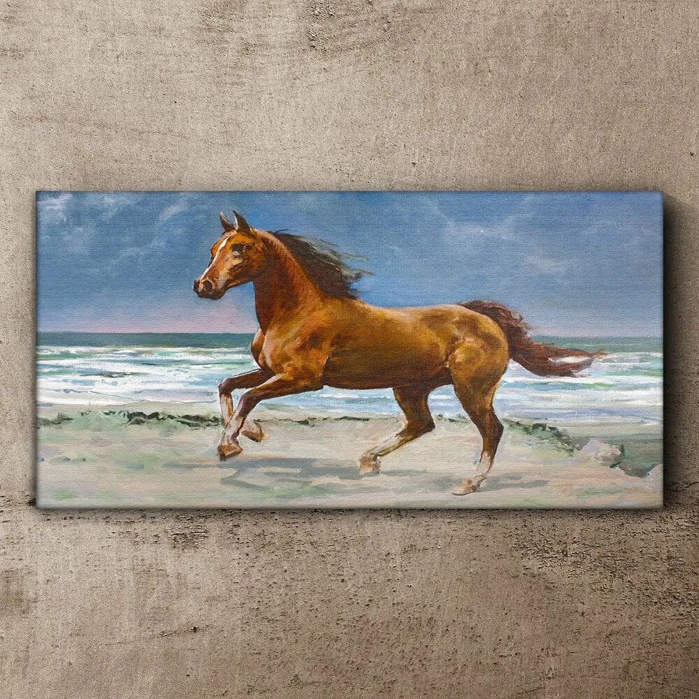 Tablou canvas plajă coasta cal mare valuri