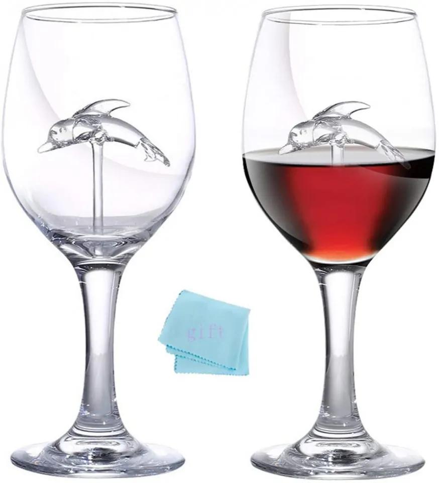 Set de 2 pahare pentru vin Dolphin, sticla, 21 x 7,5 cm, 300 ml