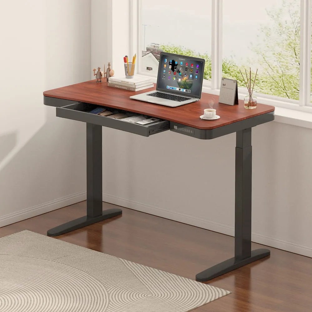 Birou HOORN cu reglare electrică a înălțimii, panou de control 120x60 cm negru nuc