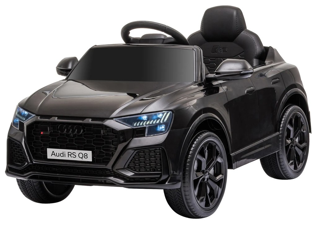 HOMCOM Mașină electrică pentru copii sub licență Audi RS Q8, vehicul electric cu telecomandă, MP3, USB, Bluetooth, negru | Aosom Romania