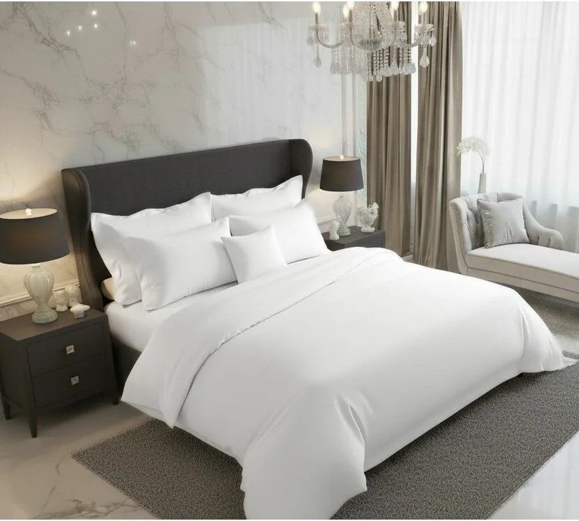 Lenjerie de pat din satin Luxury Collection, alb, 240 x 200 cm, 2 buc. 70 x 90 cm