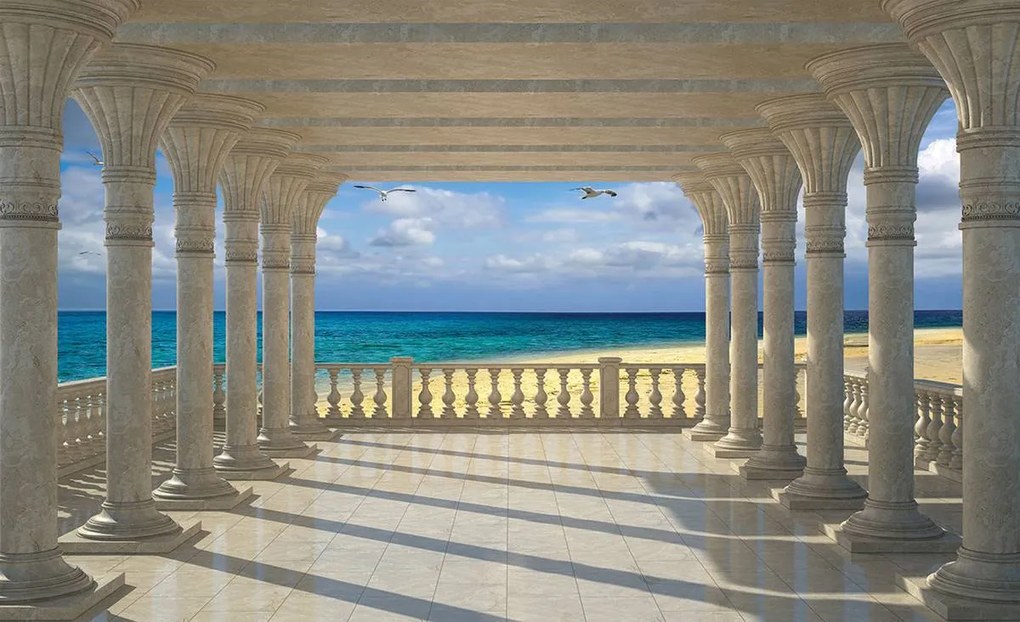 Fototapet - Plaja de mare, nisip și peisaj (152,5x104 cm)