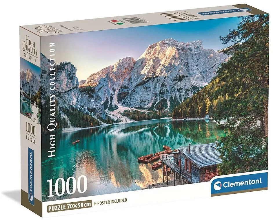 Orașe Lake Braies Italia Puzzle Compact de 1000 de piese Clementoni