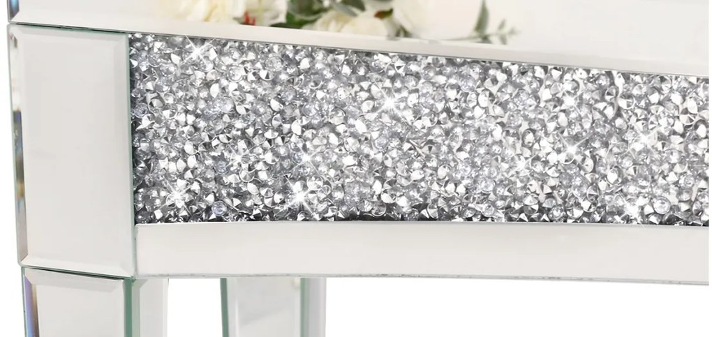 MAOG4 - Masa toaleta oglinda, masuta consola, 120 cm, cosmetica machiaj, vanity birou, Argintiu