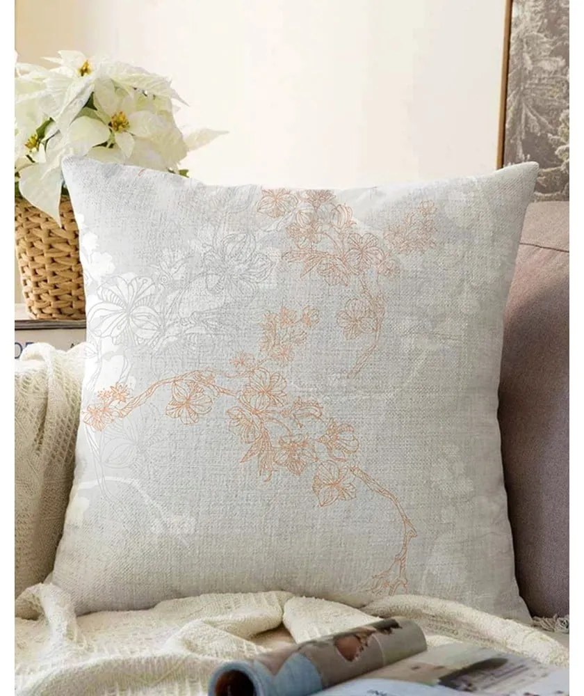 Față de pernă din amestec de bumbac Minimalist Cushion Covers Bloom, 55 x 55 cm, gri