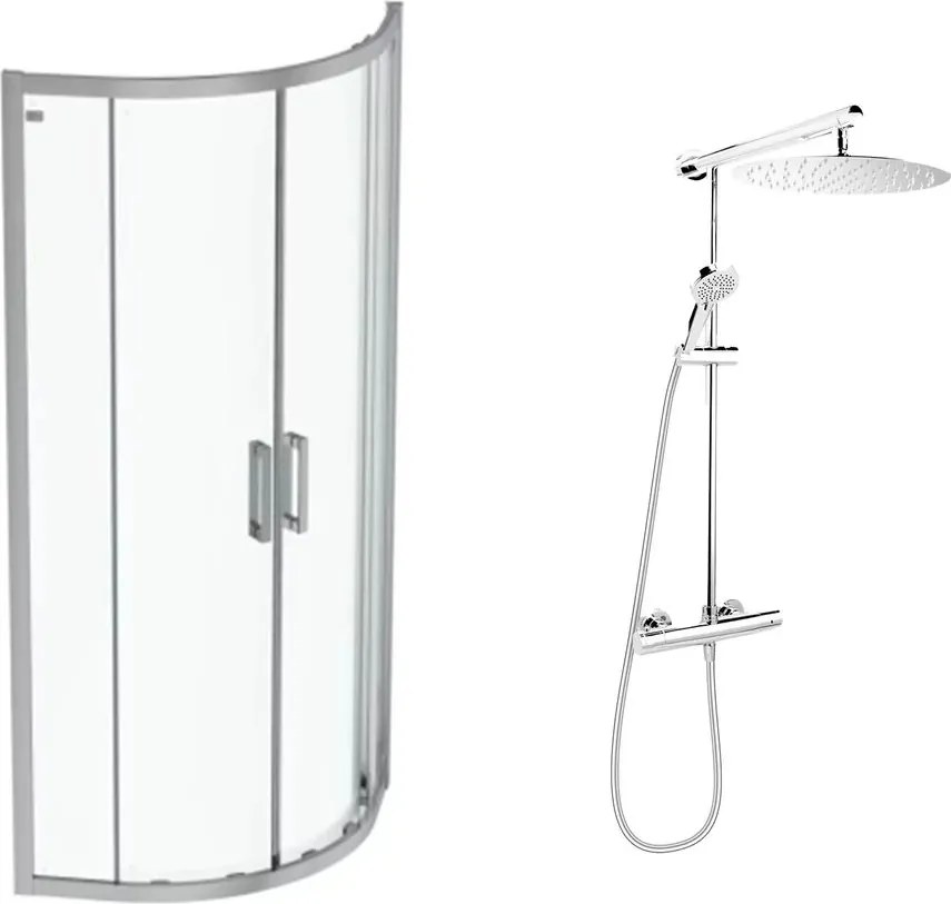 Pachet cabina de dus Ideal Standard Connect 2 crom 80x80 si coloana de dus FDesign Anima crom