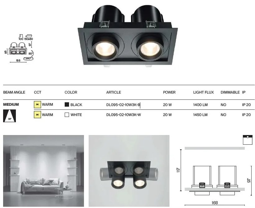 Spot LED incastrabil rotativ retractabil Hidden 2 alb