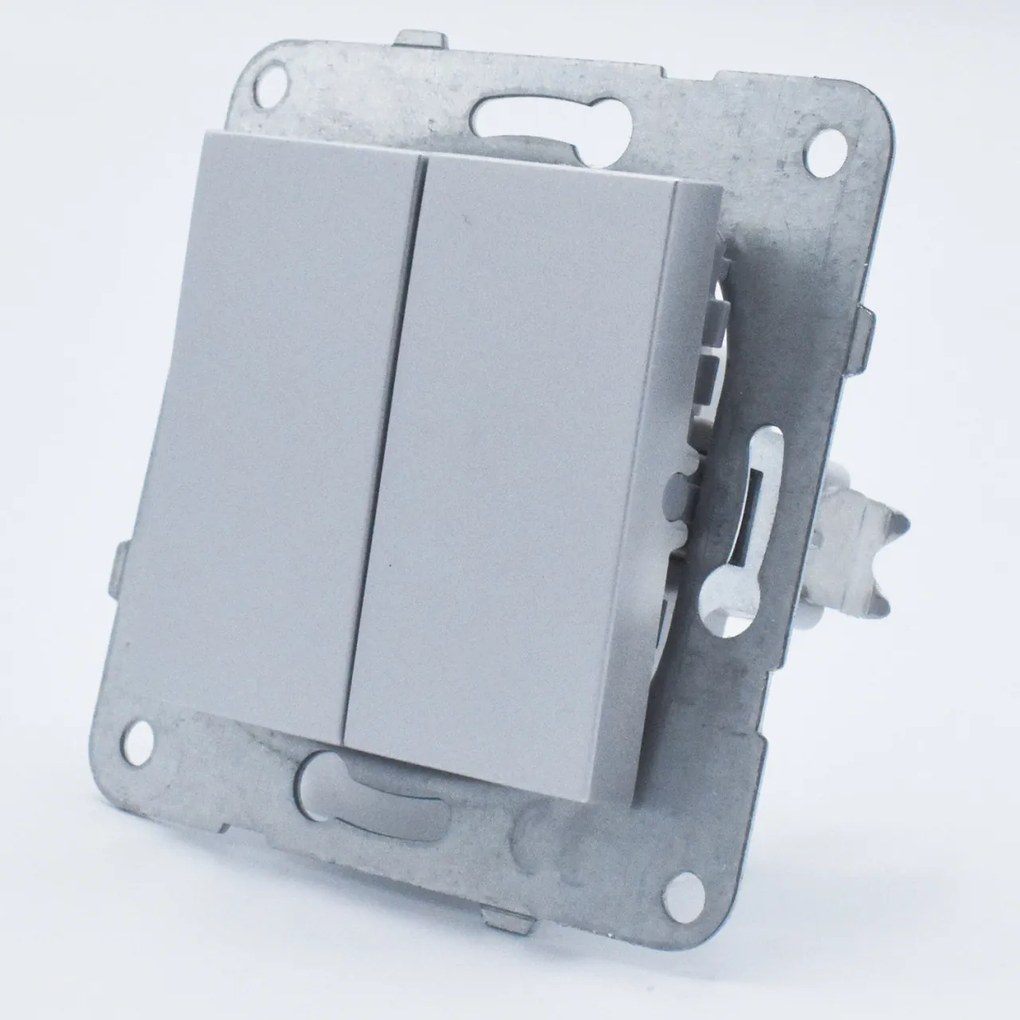 Intrerupator dublu, 10A, IP20, Argintiu, Panasonic Arkedia Slim / Karre Plus