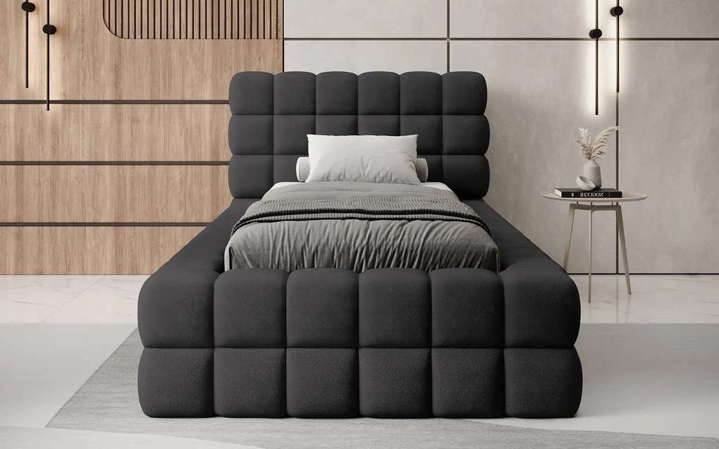 Pat lemn masiv Tapitat Tetrix Personalizabil 90x200 cm - Touch 18