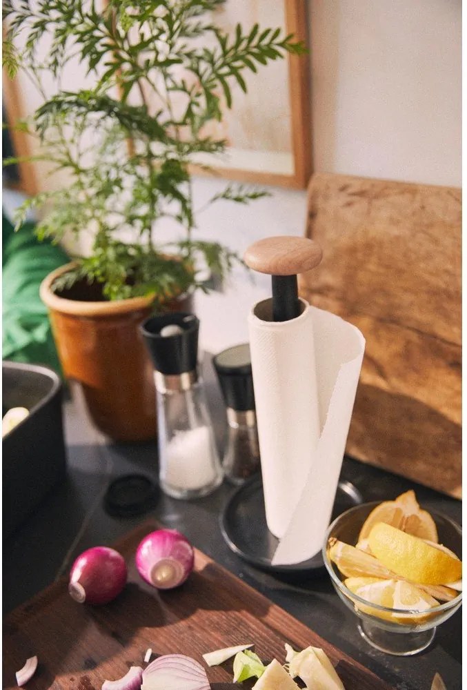 Suport orizontal pentru prosoape de bucătărie din hârtie negru ø 15 cm Paper Pal – Rosendahl