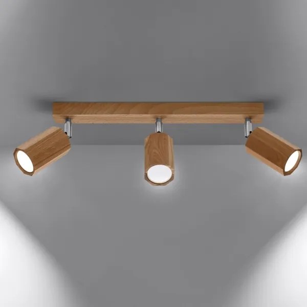 Spot ZEKE 3xGU10/40W/230V stejar Sollux SL.1030