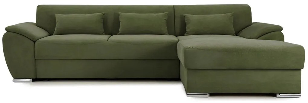 Colțar Extensibil PICASSO, cu ladă de depozitare, variante stânga/dreapta 300x170x80 cm, Verde-Enjoy / Dreapta