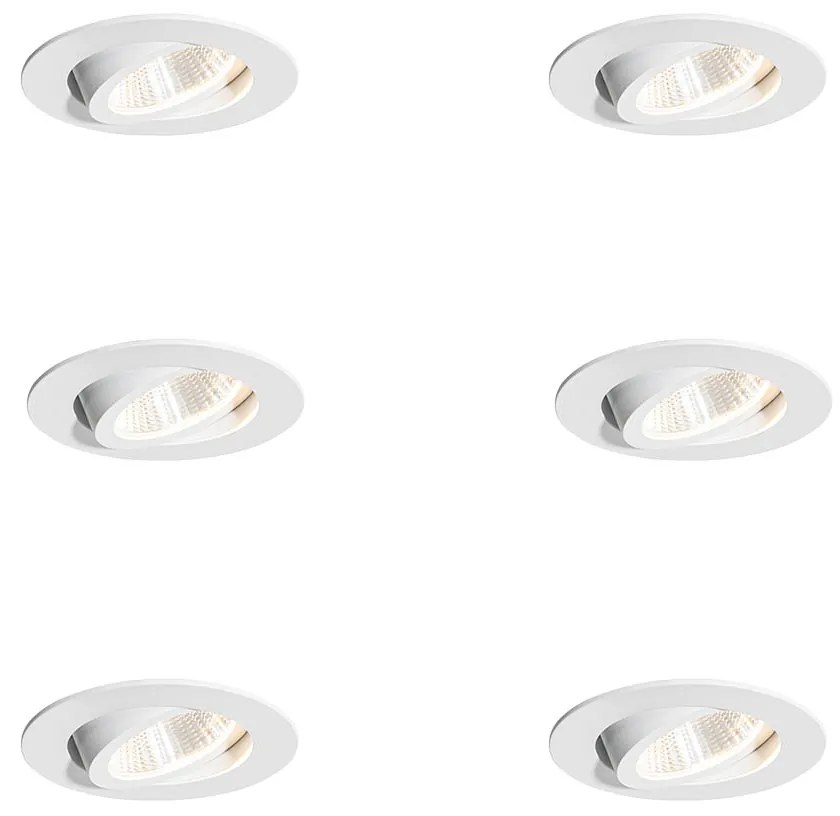Set de 6 spoturi încastrate albe 6,8 cm, inclusiv LED 750 lm, cu dimmer IP23 - Gaius