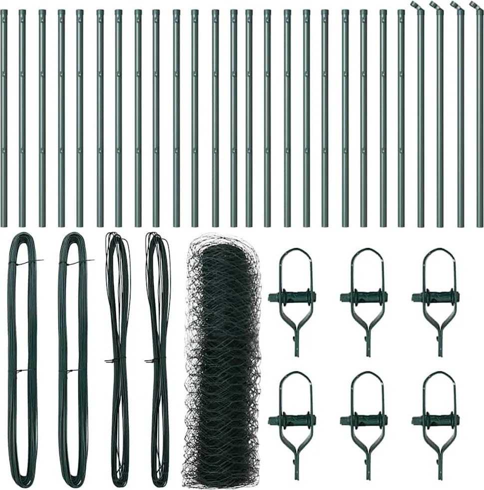 vidaXL Stâlp de gard. Verde 50 x 0,5 m (plasă de 50 mm) Oțel și PVC