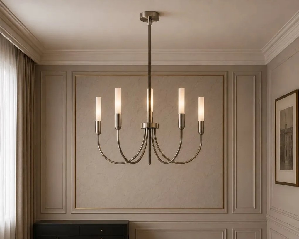 Candelabru cu 5 brate AUGUSTINE nickel/alb