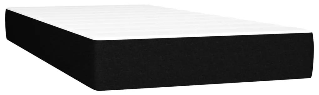 Pat box spring cu saltea, negru, 90x200 cm, textil Negru, 90 x 200 cm, Nasturi de tapiterie