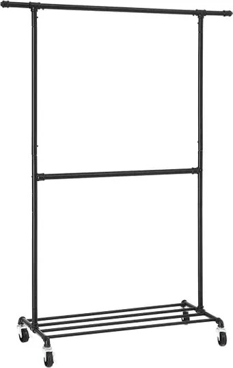 Raft de haine multifunctional negru pe roti RALVO
