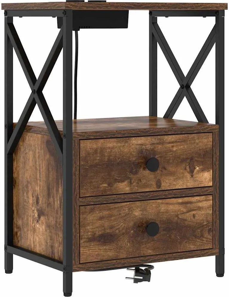 vidaXL Dulap de noapte Stejar fumuriu 40 x 31 x 60 cm Lemn compozit