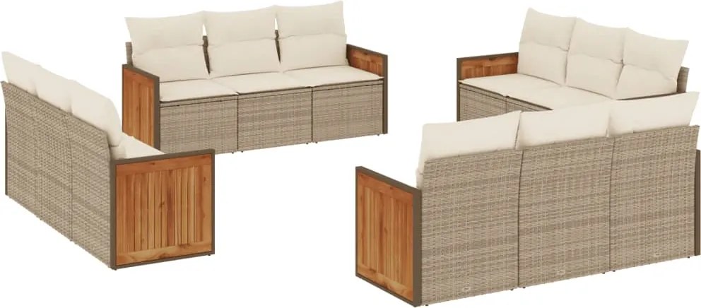 vidaXL Set canapele de grădină cu perne, 12 piese, bej, poliratan