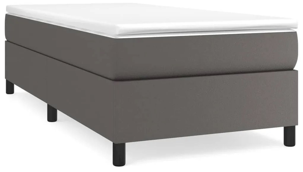 3121021 vidaXL Cadru de pat box spring, gri, 90x190 cm, piele ecologică