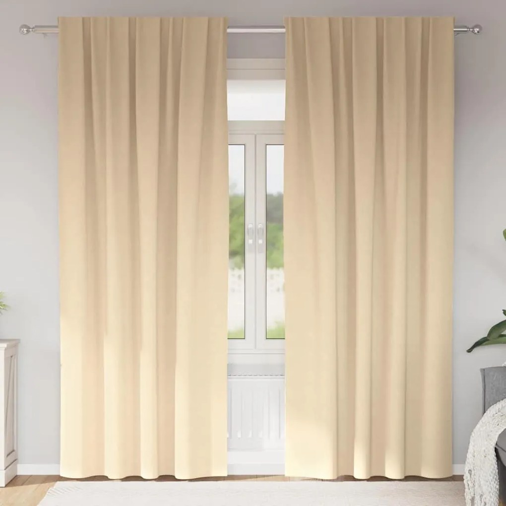 vidaXL Perdele cu perdele 2 pcs Crem 245 x 140 cm Poliester