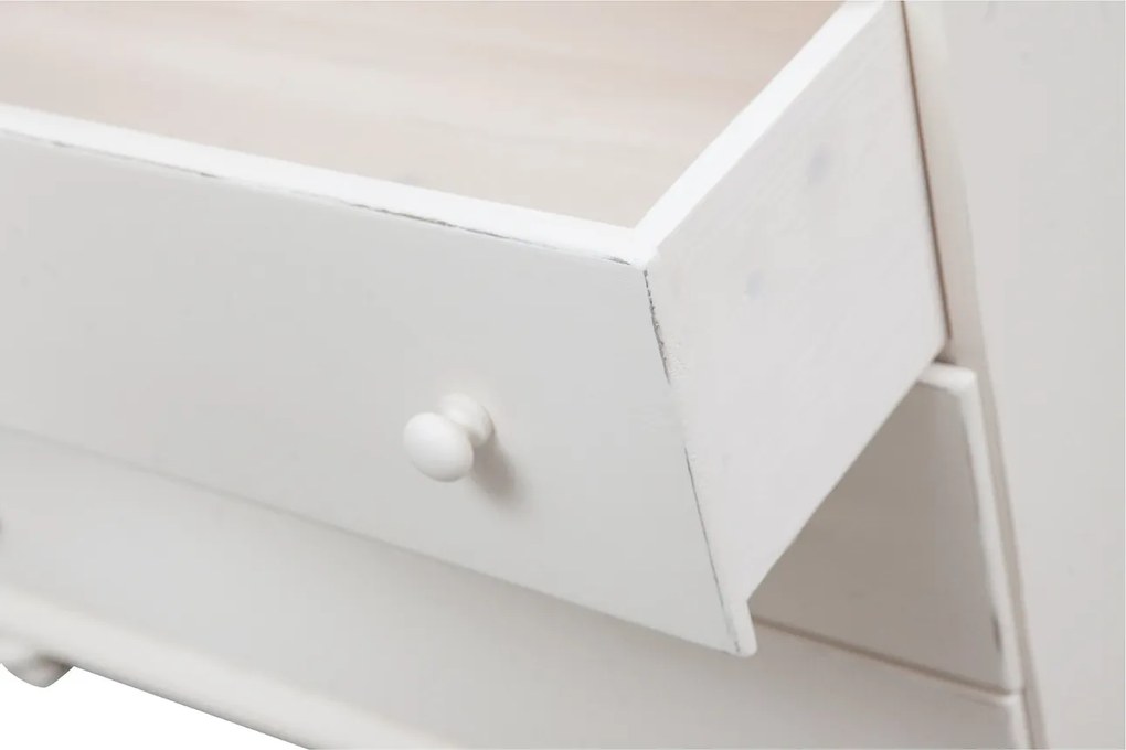 Comoda, L114 48 H99 cm, alb antichizat, lemn masiv