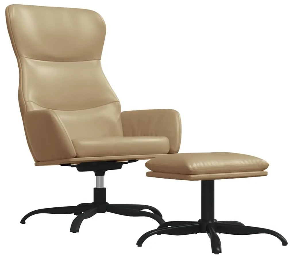3097450 vidaXL Scaun de relaxare cu taburet, cappuccino, piele ecologică