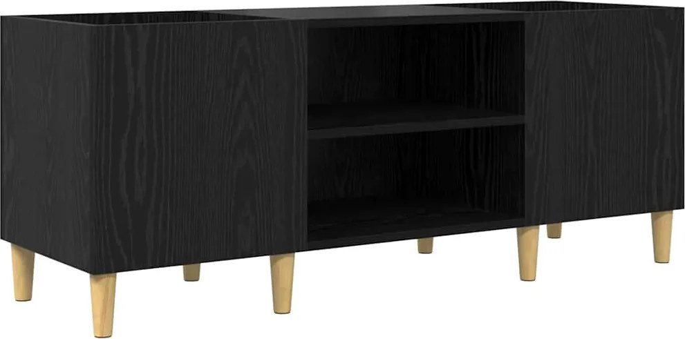 vidaXL Dulap pentru discuri de vinil Stejar Negru 121 x 38 x 48 cm