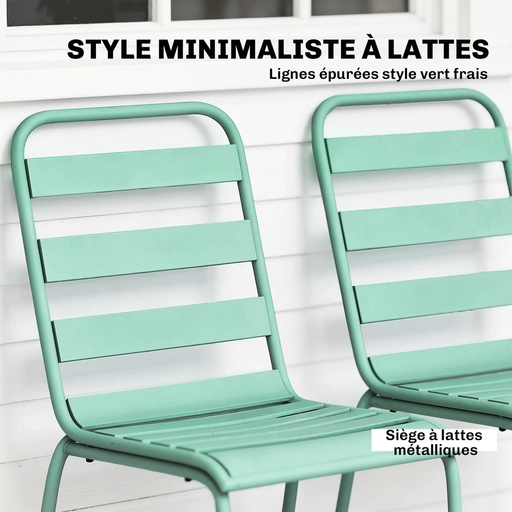 Outsunny Set de 2 Scaune de Grădină Empilabile din Metal pentru Terasă, Balcon, Grădină, Verde | Aosom Romania