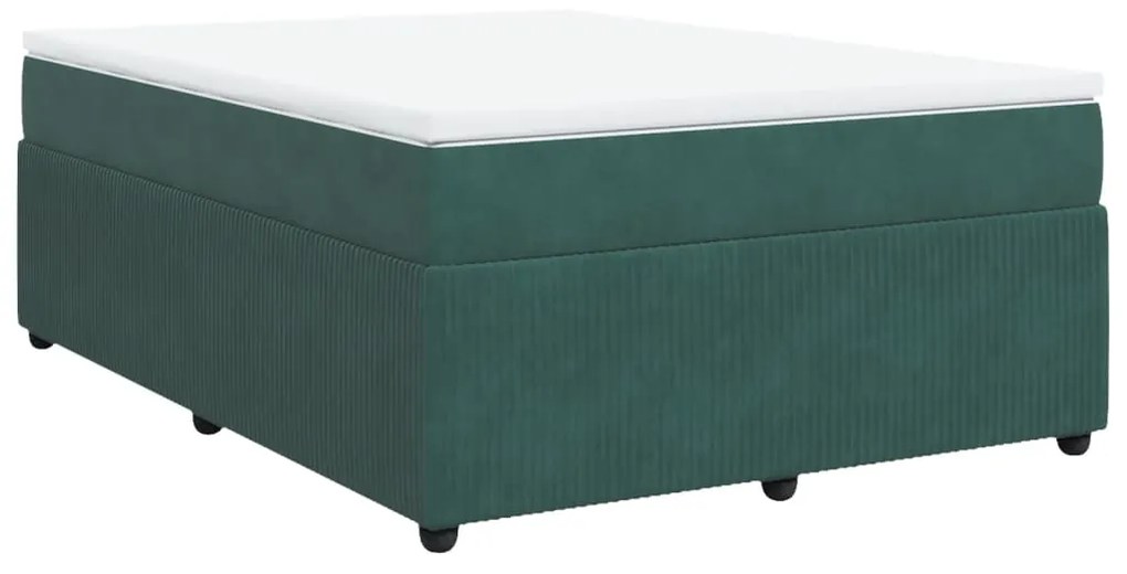 3285647 vidaXL Pat box spring cu saltea, verde închis, 140x200 cm, catifea