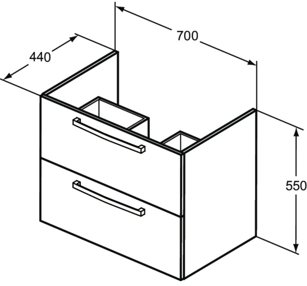 Dulap baie suspendat Ideal Standard Tempo pentru lavoar, 70 cm, alb lucios Alb lucios, 700x440 mm