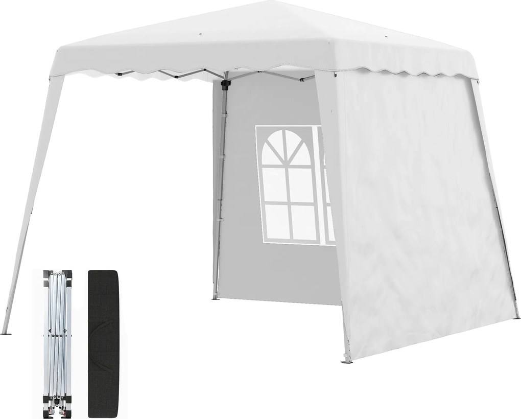 Outsunny Pavilion Pliabil UV50+ cu 2 Părți Laterale Stâlpi Oblici Geantă Transport | Aosom Romania