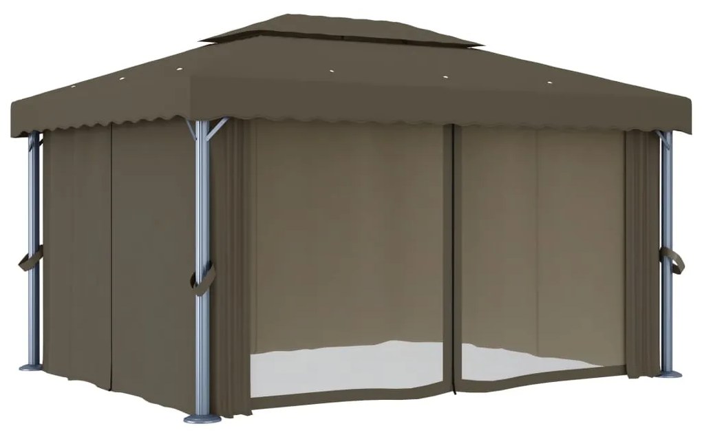 Pavilion cu perdea, gri taupe, 4x3 m, aluminiu