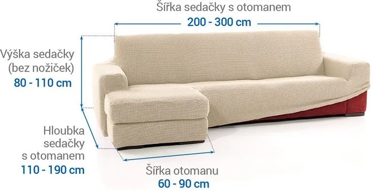 Nueva Textura Huse care se întind foarte bine NIAGARA smântânii canapea cu otoman stânga (l. 200 - 300 cm)