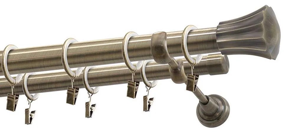 Galerie metalica, accesorii incluse kit gal.metal Rodos dbl.25/19mm 200cm aur.ant.
