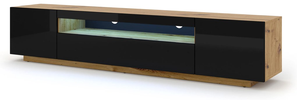Masă TV/Dulap Aurora 200 (Stejar artisan + Negru). 1057701