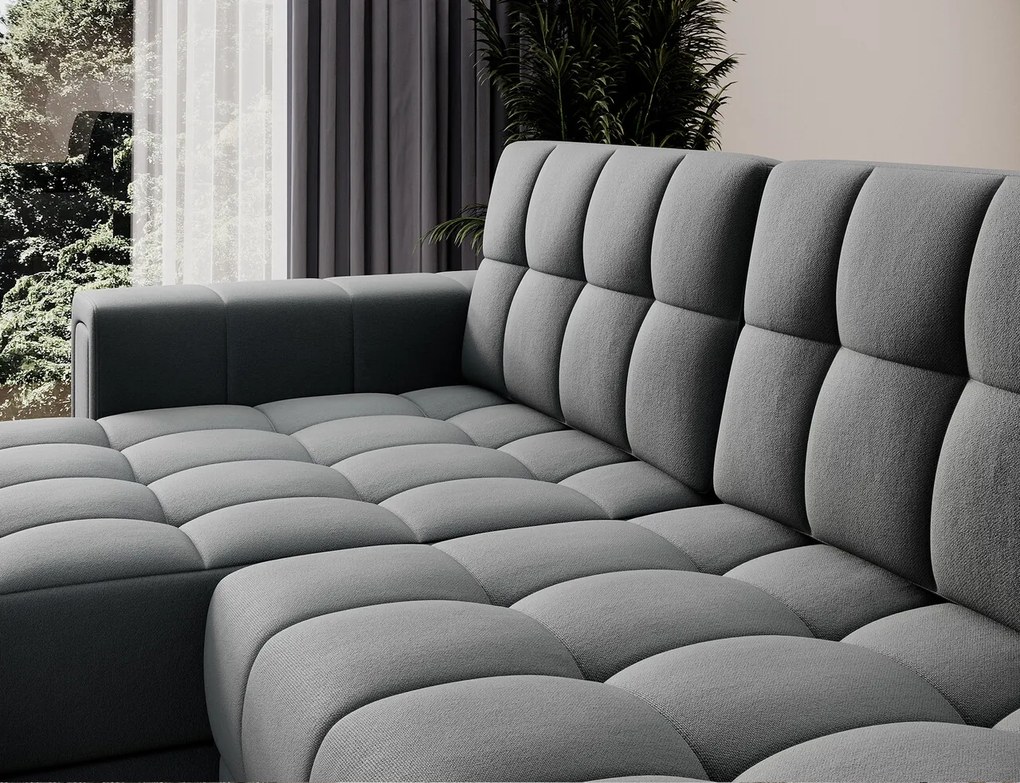 Coltar extensibil reversibil 3 locuri ELTAP, Blenvi, 260x150x82 cm, lemn/poliester, gri antracit