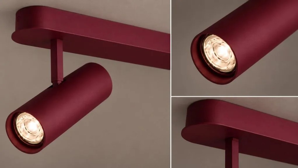 Plafoniera cu 3 spoturi directionabile cu bec GU10 Linca burgundy
