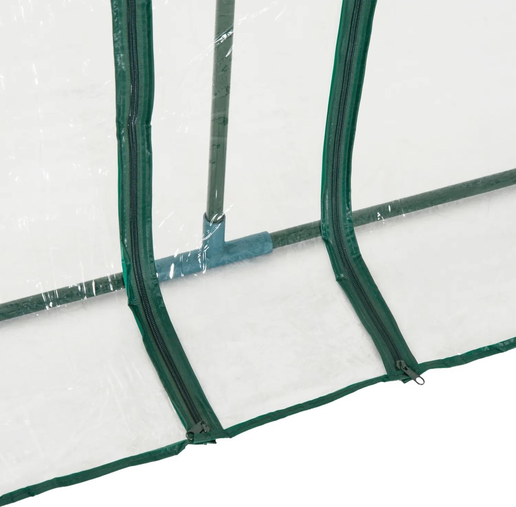 Outsunny Serra a Tunnel in PVC con 3 Porte Avvolgibili in Acciaio e PVC Trasparente, 350x100x80cm