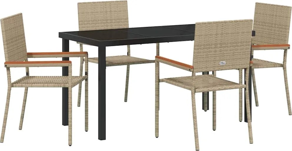 vidaXL Set de masă pentru grădină cu pernă 5 pcs Bej poliratan