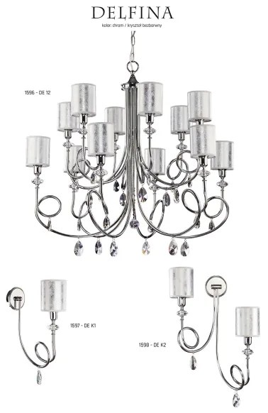 Jupiter 1598 - DE K2 CH - Aplica perete de cristal DELFINA 2xE14/40W